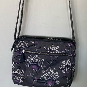 Vera Bradley Gray & Purple Dandelion Shoulder Bag